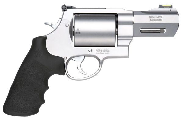 Smith & Wesson 11623 Model 500 Performance Center  500 S&W Mag Stainless Steel 3.50" Barrel, 5rd Unfluted Cylinder & X Frame, Trigger Overtravel Stop, HiViz Fiber Optic Front Sight