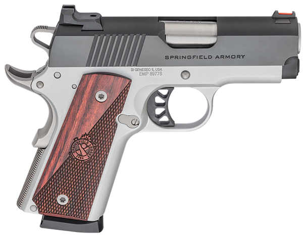 Springfield Armory PX9123L 1911 Ronin EMP 9mm Luger 9+1 3" Stainless Match Grade Bull Steel Barrel, Blued Serrated Carbon Steel Slide, Satin Cerakote Aluminum Frame w/Beavertail, Textured Wood Grip