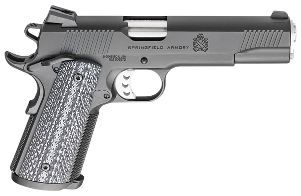 Springfield Armory PC9108LCA18 1911 TRP *CA Compliant 45 ACP 7+1, 5" Match Grade Stainless Steel Barrel, Black Cerakote Serrated Carbon Steel Slide &^ Frame w/Beavertail, Black G10 Grip