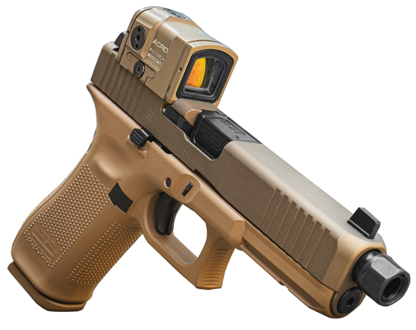 Glock UA175S204N17FDE G17 Gen5 Full Size Frame 9mm Luger 17+1 4.49" Black Threaded Barrel, Steel Flat Dark Earth Cerakote Polymer Frame w/Picatinny Rail, Aimpoint Acro Red Dot, Ambidextrous