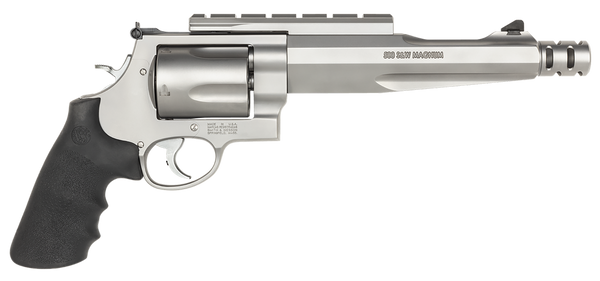 Smith & Wesson 170299 Model 500 Performance Center  500 S&W Mag Stainless Steel 7.50" Barrel With Muzzle Brake & 5rd   Cylinder, Matte Stainless Steel X-Frame, Chromed Hammer & Trigger With Stop
