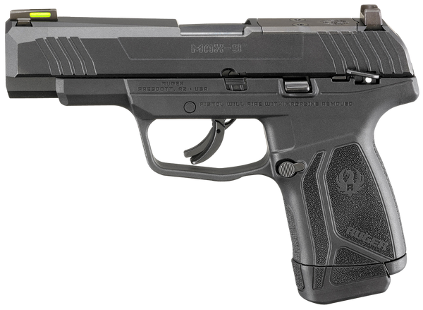 Ruger  Max-9  Compact Frame 9mm Luger 12+1, 4" Black Oxide Steel Barrel, Optic Ready/Serrated Steel Slide, Black Polymer Frame Black & Nylon Grip