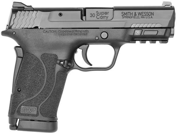 Smith & Wesson 13459 M&P M2.0 Shield EZ Micro-Compact Frame 30 Super Carry 10+1, 3.67" Black Armornite Stainless Steel Barrel & Serrated Slide, Matte Black Polymer Frame w/Picatinny Rail, Grip Safety