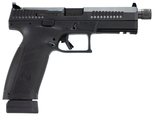 CZ-USA 91556 P-10 F  9mm Luger 21+1 5.10" Black Steel Threaded Barrel, Black Nitride Optic Ready/Serrated Steel Slide, Black Polymer Frame w/Picatinny Rail, Ambidextrous