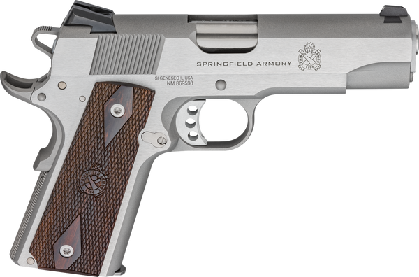 Springfield Armory PX9418S 1911 Garrison 45 ACP 7+1 4.25" Stainless Match Grade Barrel, Serrated Stainless Steel Slide & Frame w/Beavertail, Thinline Wood Grip