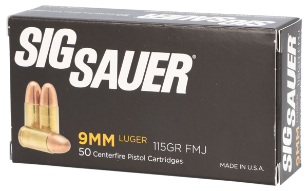 Sig Sauer E9MMB150 Elite Ball  9mmLuger 115gr Full Metal Jacket 50 Per Box/20 Case