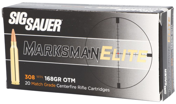 Sig Sauer E308M120 Marksman Elite  308 Win 168 gr Open Tip Match 20 Per Box/ 25 Case