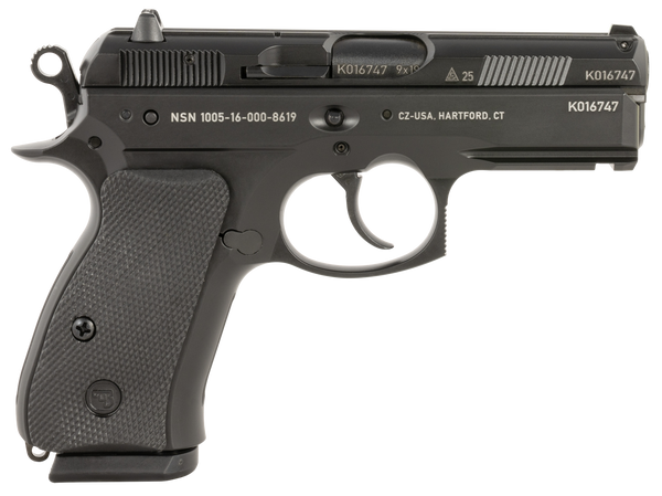 CZ-USA 01116 P-01 50th Anniversary Compact Frame 9mm Luger 10+1 3.75" Black Steel Barrel, Black Steel Serrated Slide, Black Polycoat Aluminum Frame w/Beavertail, Black Rubber Grip, Right Hand