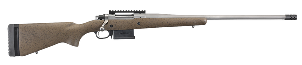 Ruger 47198 Hawkeye Long-Range Hunter Full Size 6.5 Creedmoor 5+1 22" Matte Stainless Steel Threaded Barrel, Picatinny Rail Stainless Steel Receiver, Black Speckled Brown Adj LOP Laminate Stock