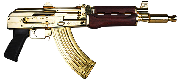 Zastava Arms Usa ZP92762SRGL ZPAP 92 7.62x39mm 30+1 10" 24K Gold Plated/ Cold HammerForged/ Chrome Lined Barrel, Steel 24K Gold Plated Receiver, Serbian Red Wood Grips