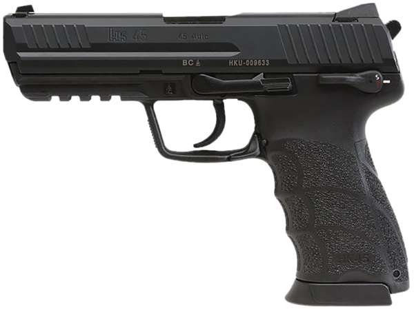 HK 81001113 HK45 V1 45 ACP 10+1 4.46" Black Polygonal Rifled Barrel, Black Cerakote Serrated Steel Slide, Black Polymer Frame w/Picatinny Rail, Ambidextrous