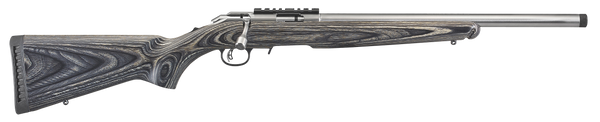 Ruger 8368 American Rimfire Target Full Size 22 WMR 9+1 18" Satin Stainless Threaded Bull Barrel, Satin Stainless Scope Rail Receiver, Black Laminate Fixed Stock, Right Hand