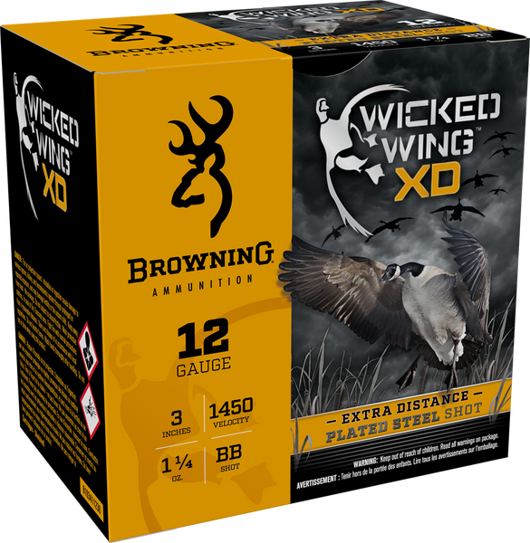 Browning Ammo B193411230 Wicked Wing XD  12Gauge 3" 1 1/4oz BBShot 25 Per Box/10 Case