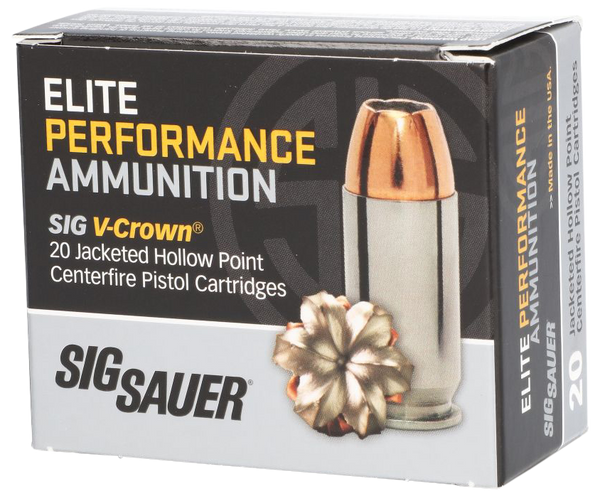 Sig Sauer E40SW120 Elite Performance  40S&W 165gr V-Crown Jacketed Hollow Point 20 Per Box/10 Case