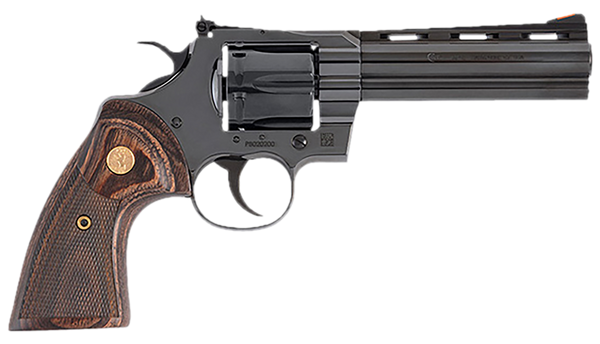 Colt Mfg PYTHONBP5WTS Python  357 Mag 6 Shot 5" Blued Carbon Steel Vent Rib Barrel, Cylinder & Frame, Wood Grip, Exposed Hammer