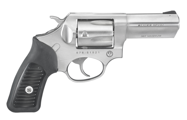 Ruger 5719 SP101  357 Mag 5rd 3.10" Satin Stainless Steel Barrel, Cylinder & Frame, Black Rubber Grip, Transfer Bar Safety, Exposed Hammer