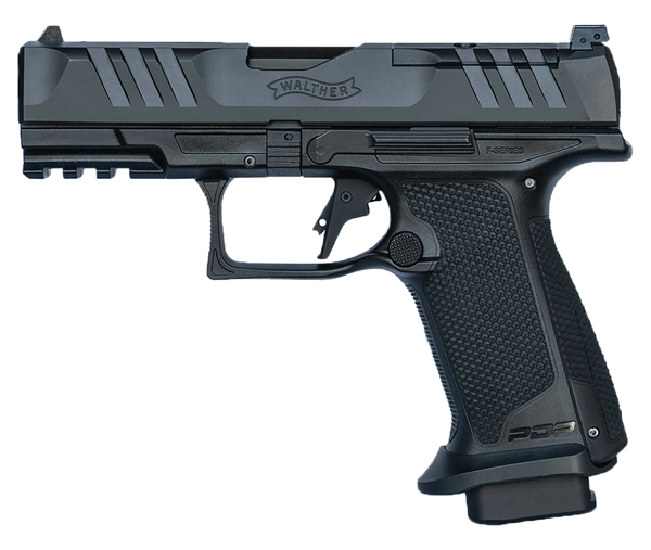 Walther Arms 4797056 PDP F-Series Pro E 9mm Luger 10+1 4" Black Steel Barrel, Black Optic Ready/Serrated Steel Slide, Black Polymer Frame w/Picatinny Rail, Interchangeable Backstrap Grip