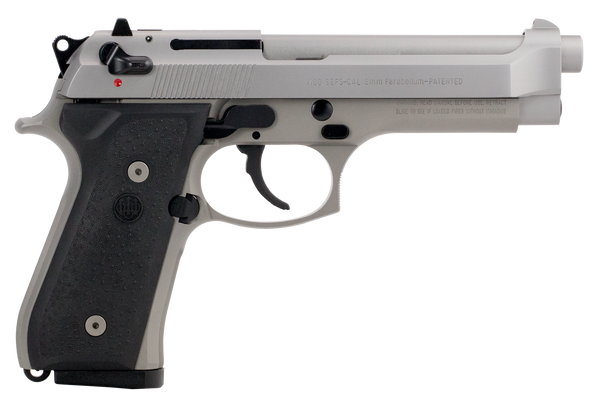 Beretta USA JS92F510CA 92FS Inox *CA Compliant Full Size 9mm Luger 10+1 4.90" Satin Stainless Barrel, Serrated Slide & Alloy Frame, Black Stippled Rubber Grips