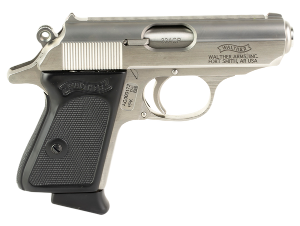 Walther Arms 4796020 PPK  32 ACP 6+1 3.30" Stainless Steel Barrel, Stainless Serrated Steel Slide, Stainless Steel Frame w/Beavertail Textured, Polymer Grip