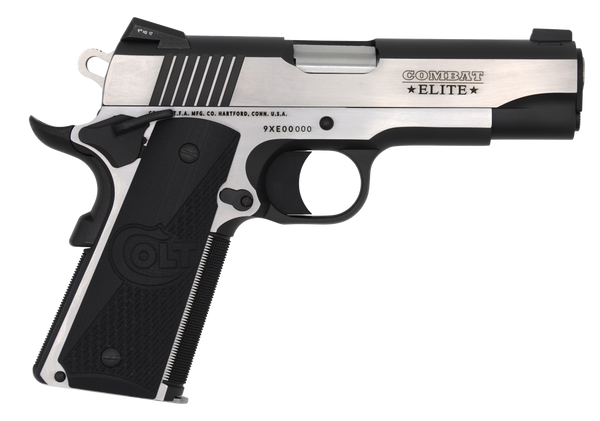 Colt Mfg O4080CE Combat Elite Commander 45 ACP 8+1 4.25" Stainless Steel Barrel, Two-Tone Serrated Stainless Steel Slide & Frame w/Beavertail, Black Scalloped G10 Grip, Ambidextrous