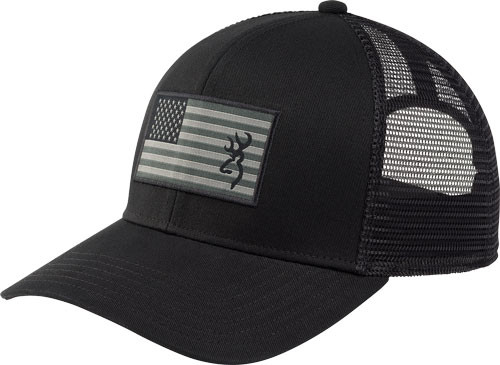BROWNING CAP GLORY MESH SNAP BACK AMER FLAG PATCH BLK OSFM