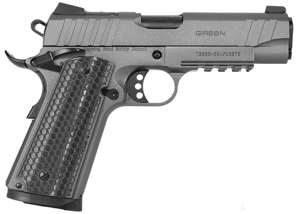 Girsan 391144 MC1911 C Influencer Compact 45 ACP 8+1 4.40" Black Steel Barrel, Tungsten Gray Cerakote Optic Ready/Serrated Steel Slide & Frame w/Picatinny Rail & Beavertail, Gray Polymer Grip