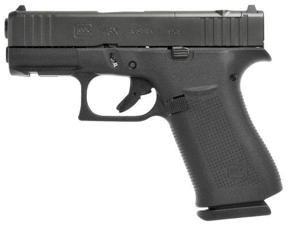 Glock UX4350201FRMOS G43X MOS Slim Sub-Compact 9mm Luger 10+1 3.41" Black GMB Barrel, Black Cerakote MOS Cut/Serrated Slide, Black Polymer Frame w/Beavertail, Black Textured Polymer Grip, Ambidextrous