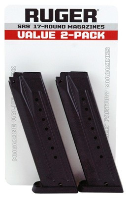 RUGER MAGAZINE SR9 9MM LUGER 17RD BLUED STEEL 2-PACK