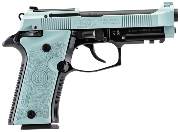 Beretta USA SPEC0715A 80X Cheetah Tactical Micro-Compact Frame 380 ACP 10+1 4.40" Black Barrel, Blue Steel Optic Ready/Serrated Slide, Blue Aluminum Frame w/Beavertail & Picatinny Rail, Vertec Grip