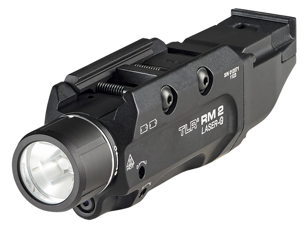 Streamlight 69454 TLR-2 RM w/Laser Black Anodized Aluminum, 1,000 Lumens White LED Bulb/Green Laser, 297 Meters Beam, Picatinny Rail Mount