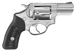 RUGER SP101 38SPEC+P 2.25" FS STAINLESS BLACK RUBBER