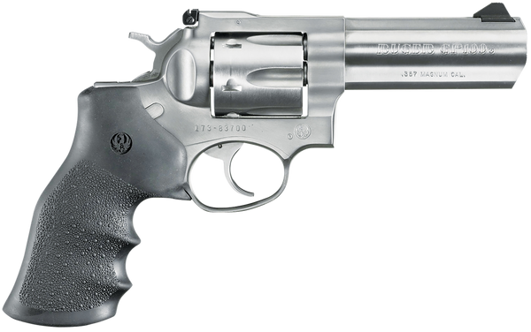 Ruger 1705 GP100  Medium Frame 357 Mag 6rd 4.20" Satin Stainless Steel Barrel, Cylinder & Frame, Hogue Monogrip, Transfer Bar Safety, Exposed Hammer