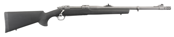 Ruger 57100 Hawkeye Alaskan Full Size 375 Ruger 3+1 20" Matte Stainless Steel Threaded Barrel, Integral Scope Mounts Stainless Steel Receiver, Black Hogue OverMolded Synthetic Stock