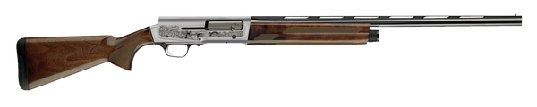 Browning 0118203004 A5 Ultimate 12 Gauge 28" Barrel 3" 4+1, Blued Barrel, Engraved Satin Nickel Finished Receiver, Gloss Oil Grade III Turkish Walnut Stock With Close Radius Pistol Grip