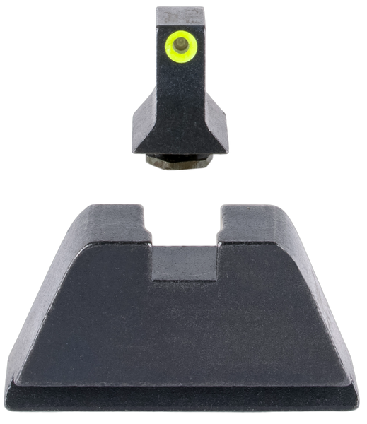 Trijicon GL201C601139 Suppressor/Optic Height Sights  Green/Tritium Yellow Outline Front Sight-Black/Blank Rear Sight Glock 17/17L/19/22 Standard Frame