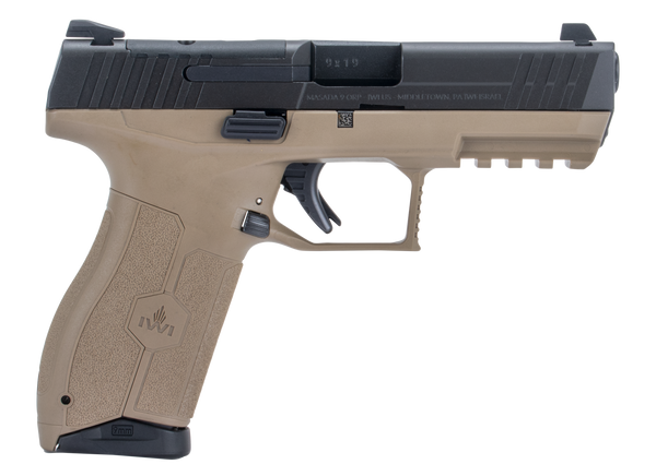 IWI US M9ORP10FD MASADA  9mm Luger 10+1 4.10" Black Button Rifled Steel Barrel/Black Optic Ready/Serrated Slide/Flat Dark Earth Polymer Frame w/Picatinny Rail/FDE Polymer Grips Ambidextrous