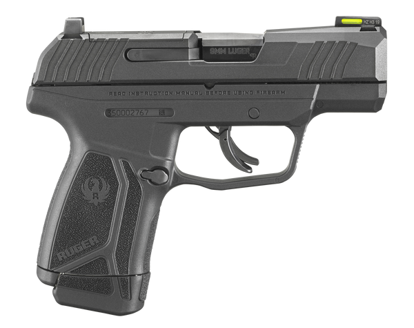 Ruger 3502 Max-9  9mm Luger 10+1 3.20" Black Nitride Alloy Steel Barrel, Black Oxide Optic Ready/Serrated Steel Slide, Black Polymer Frame Black Hogue HandALL Rubber Grip, Right Hand