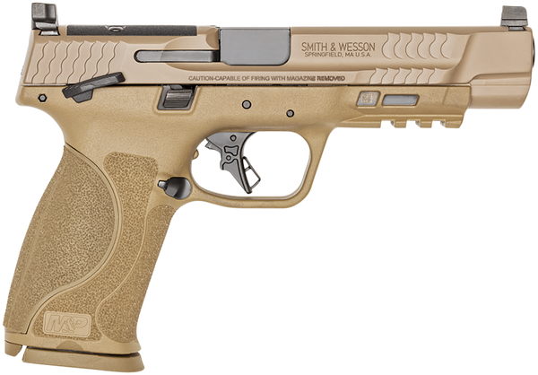 Smith & Wesson 13569 M&P M2.0  Full Size 9mm Luger 17+1, 5" Black Armornite Steel Barrel, Flat Dark Earth Armornite Optic Ready/Serrated Stainless Steel Slide & Polymer Frame w/Picatinny Rail