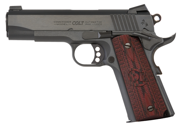 Colt Mfg O4942XE Commander Combat 9mm Luger 9+1 4.25" Steel Barrel, Blued Serrated Carbon Steel Slide, Blued Carbon Steel Frame w/Beavertail, Black Cherry G10 Grip, Ambidextrous