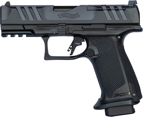 Walther Arms 4796040 PDP F-Series Pro 9mm Luger 18+1 4" Black Steel Barrel, Black Serrated/Optic Ready Steel Slide, Black Polymer Frame w/Picatinny Rail, Medium Backstrap Grip