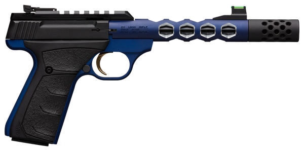 Browning 051562490 Buck Mark Plus 22 LR 10+1 5.90" Vision, Threaded w/Sawtooth Cuts Barrel, Matte Black Optic Ready/Serrated Steel Slide, Blue Anodized Aluminum Black Ultragrip FX Grips