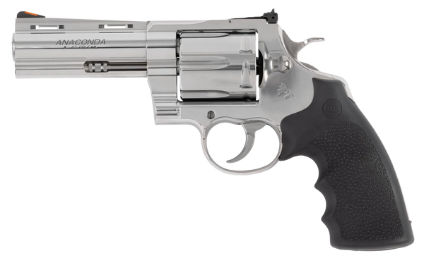 Colt Mfg ANACONDASP4RTS45C Anaconda  45 Colt (Long Colt) 6rd Shot 4.25" Stainless Vent Rib Barrel, Cylinder & Frame, Black Grip