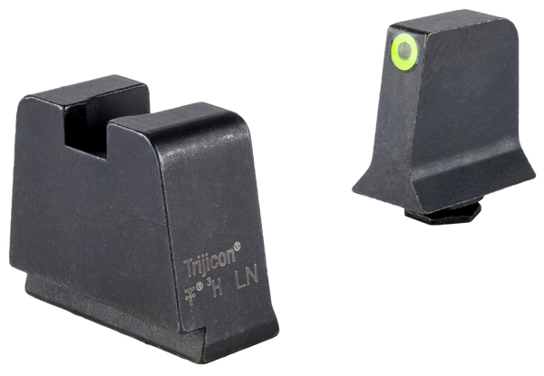 Trijicon GL243C601147 Suppressor/Optic Height Sights  Green/Tritium Yellow Outline Front Sight-Black/Blank Rear Sight Glock 42/43/43X Slim Frame