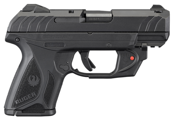 Ruger 3830 Security-9 Compact 9mm Luger  3.42" Barrel 10+1, Black Polymer Frame With Picatinny Acc. Rail, Black Oxide Steel Slide, Manual Safety, Includes Viridian Red Laser