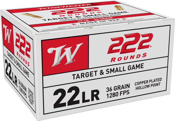 Winchester Ammo 22LR222HP USA  22LR 36gr Copper Plated Hollow Point 222 Per Box/10 Case