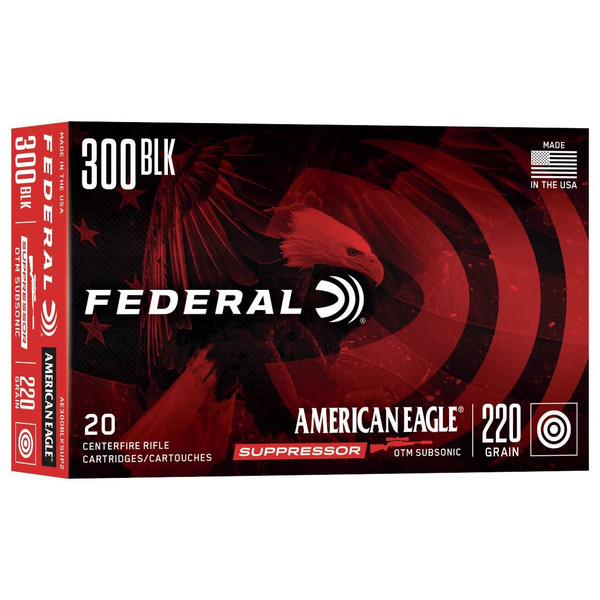 Federal American Eagle Rifle Ammunition .300 AAC Blackout 220 gr OTM 1000 fps 20/rd Box