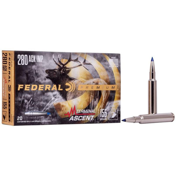 Federal Terminal Ascent Rifle Ammunition .280 Ackley Imp 155 gr 2930 fps 20/ct