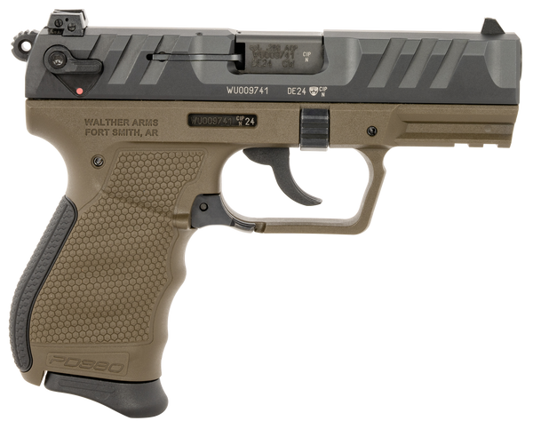 Walther Arms 5050515 PD380  Carry Frame 380 ACP 9+1 3.70" Black Stainless Steel, Barrel Black Cerakote Serrated Steel Slide, Military Green Polymer Frame, Textured Wraparound Grip