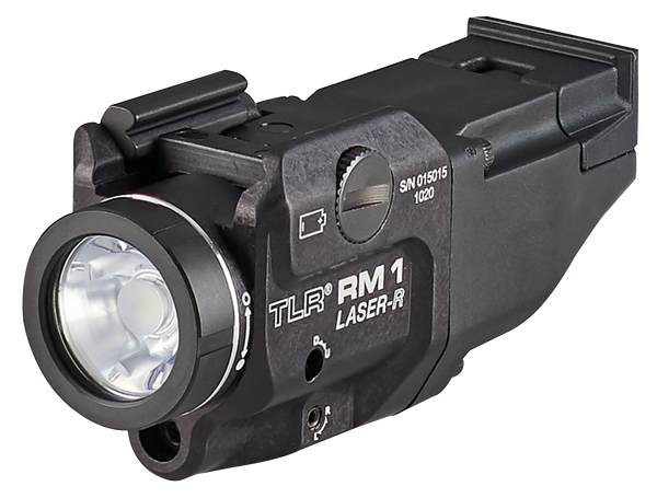 Streamlight 69446 TLR-1 RM w/Laser Black Anodized Aluminum,  500 Lumens White LED Bulb/Red Laser, 210 Meters Beam, Picatinny Rail Mount