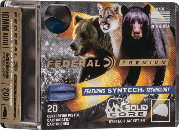 Federal Solid Core Handgun Ammunition 10mm Auto 200 gr TSJ 20/ct